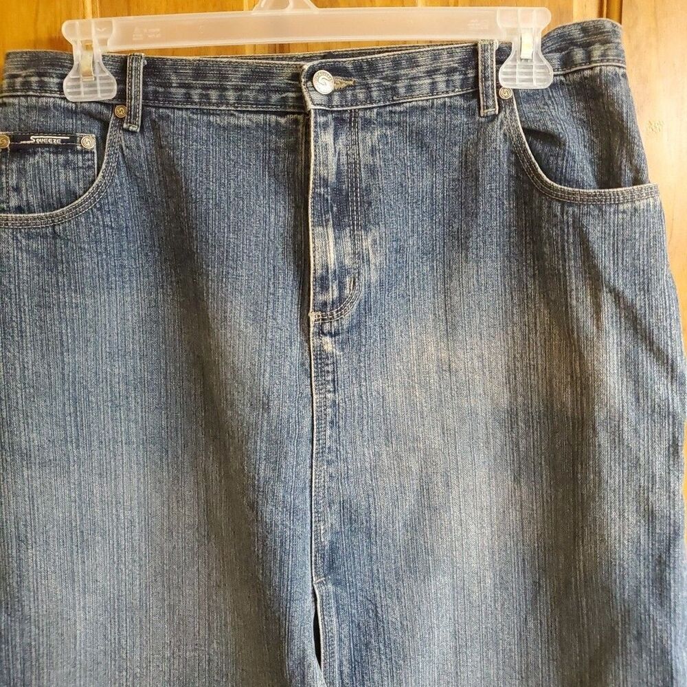 Squeeze Size 16 Denim Skirt Womens Blue Jean Mid Length Y2K Vintage Casual‎